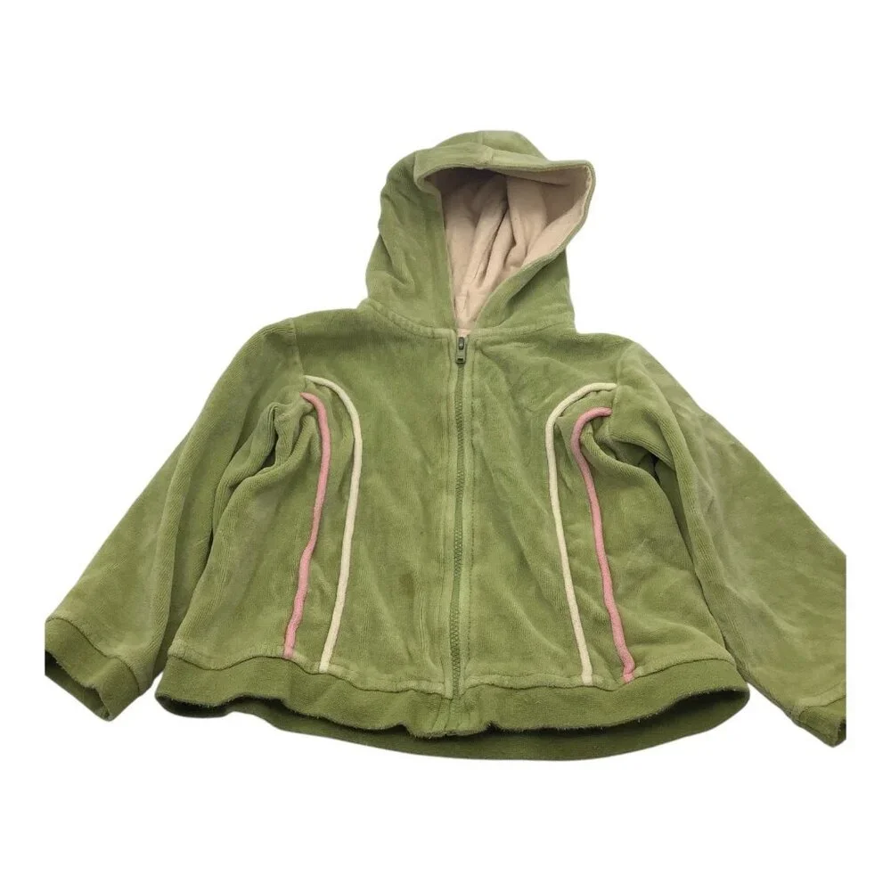 Lot of 2 Greendog Hoodies Baby Girl Size 24M Zip Up‎ Pink & Green Cotton Blend